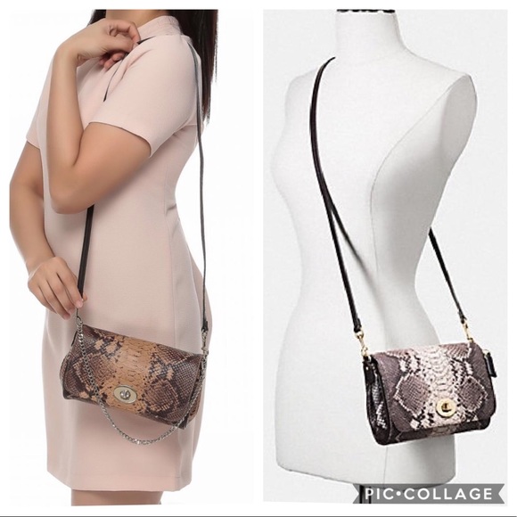 🐍 COACH PYTHON RUBY crossbody/cluth - Picture 7 of 8